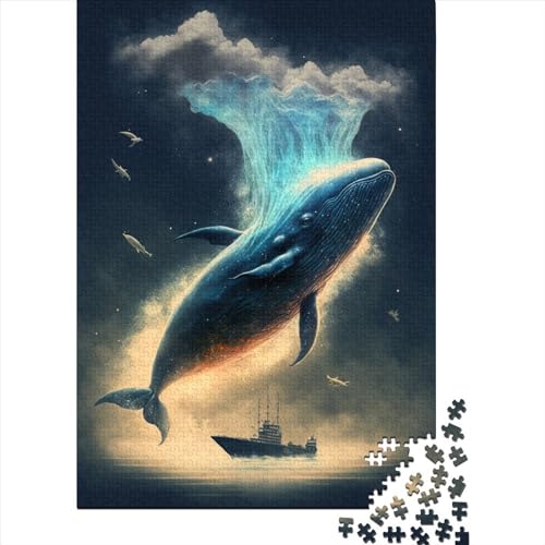 Holzpuzzle mit 1000 Teilen Zauberwal für Erwachsene (75 x 50 cm) von POLIUAWS