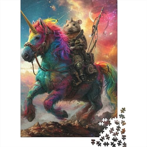 Holzpuzzle mit 1000 Teilen für Erwachsene, Regenbogen-Einhorn-Holzpuzzle, Puzzle für Erwachsene, Lernspiele für Zuhause, Bastelspielzeug, 1000 Teile (75 x 50 cm) von POLIUAWS