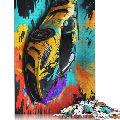 Holzpuzzle mit 1000 Teilen mit bunten Sportwagen für Erwachsene, Lernspiel, 1000 Teile (75 x 50 cm) von POLIUAWS