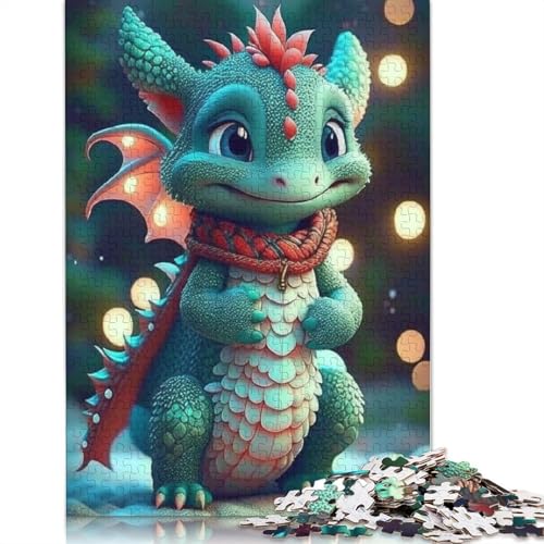 Holzpuzzle mit 1000 Teilen von Babydrachen für Erwachsene, Heiligabend (75 x 50 cm). von POLIUAWS