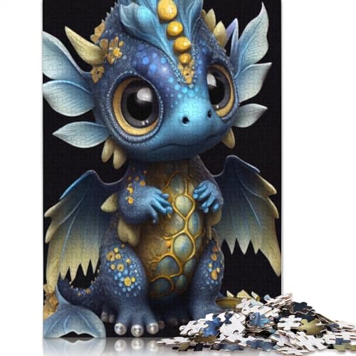 Holzpuzzle mit 1000 Teilen von Babydrachen für Erwachsene, Heiligabend (75 x 50 cm). von POLIUAWS