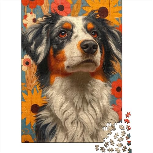 Holzpuzzle mit australischem Schäferhund, für Erwachsene und Jugendliche ab 12 Jahren, 1000 Teile (75 x 50 cm) von POLIUAWS