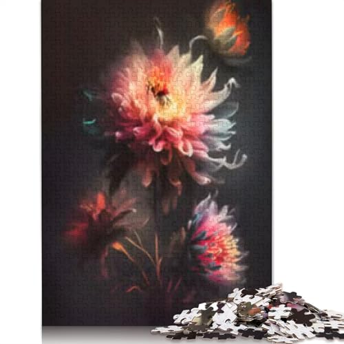 Holzpuzzle mit bunten Blumen, für Erwachsene, Jugendliche, Heimdekoration, 1000 Teile (75 x 50 cm) von POLIUAWS
