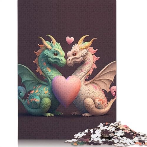 Holzpuzzle mit niedlichen Drachen 1000 Teilen, für Erwachsene, Lernspiel, Spielzeug, Geschenk für Heiligabend, 1000 Teile (75 x 50 cm) von POLIUAWS