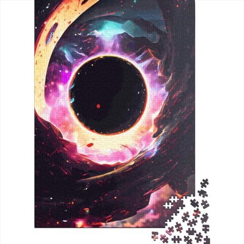 Holzpuzzle mit schwarzem Loch für Erwachsene und Jugendliche, 1000 Teile (75 x 50 cm) von POLIUAWS