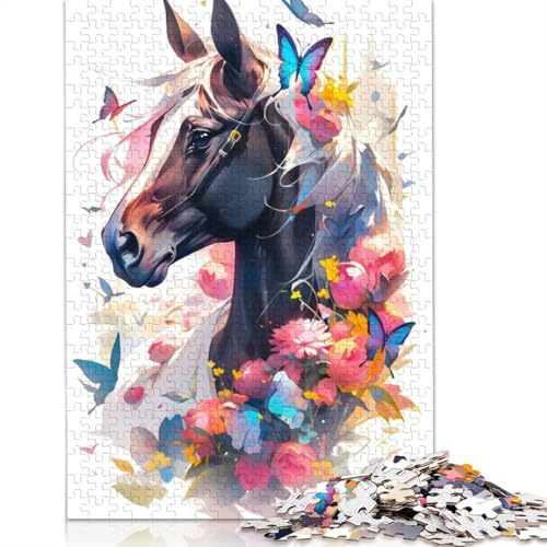 Horse Botanical Hues Puzzle 1000 Teile Schwer Puzzle Spielzeug Lernspiel Impossible Herausforderungsspielzeug Für Erwachsene Und Kinder Ab 12 Jahren 1000pcs (38x26cm) von POLIUAWS
