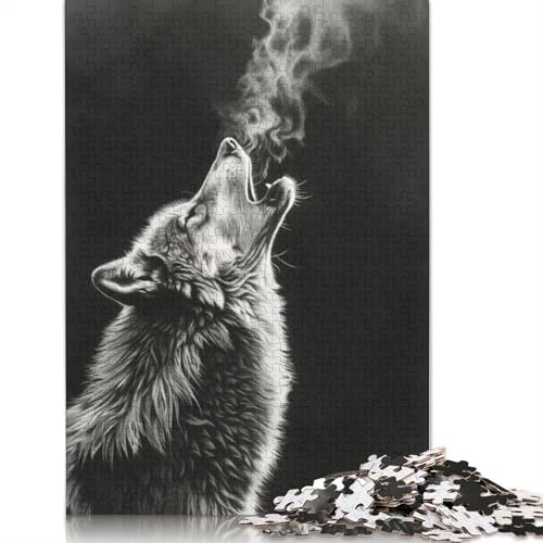 Howling Wolf Puzzles 1000 Teile Schwer Puzzle Spielzeug Lernspiel Impossible Herausforderung Spielzeug Für Erwachsene Kinder 1000pcs (75x50cm) von POLIUAWS