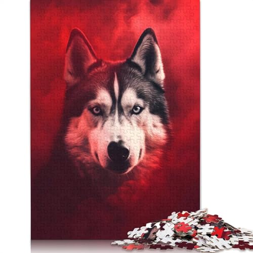 Husky Smoke 1000-teiliges Puzzle für Erwachsene, Spielzeug, Denkspiel, Lernspiel für Erwachsene, Stressabbau, Heimdekoration, 1000 Teile (38 x 26 cm) von POLIUAWS