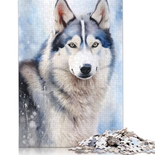 Husky-Tier-Puzzle, 1000 Teile, Familienspaß-Puzzles für Erwachsene und herausforderndes Spiel, Spiele zum Stressabbau und einzigartige Geschenke, 1000 Teile (75 x 50 cm) von POLIUAWS
