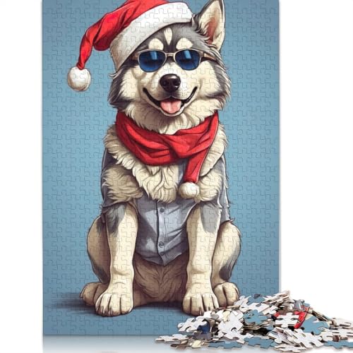 Husky-Weihnachtspuzzle, 1000 Teile, Familienspaß-Puzzle für Erwachsene und herausforderndes Spiel, Spiele zum Stressabbau und einzigartige Geschenke, 1000 Teile (75 x 50 cm) von POLIUAWS