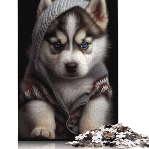 Husky-Welpen-Puzzle, 1000 Teile, Puzzle für Erwachsene, Lernspielzeug, Familienspiele, Festivals, Geburtstagsgeschenke, 1000 Teile (75 x 50 cm) von POLIUAWS