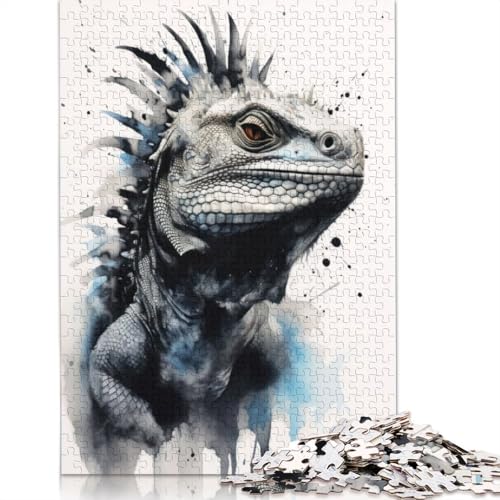 Iguana Beauty Inked Lizard 1000-teiliges Puzzle für Erwachsene, Spielzeug, Denkspiel, Lernspiel für Erwachsene, Stressabbau, Heimdekoration, 1000 Teile (75 x 50 cm) von POLIUAWS