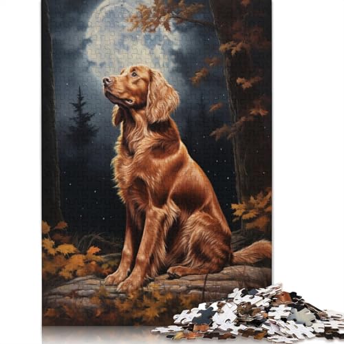 Irish Setter Under Moonlight Puzzle 1000 Teile Schwer Puzzle Spielzeug Lernspiel Impossible Herausforderung Spielzeug Für Erwachsene Kinder 1000pcs (38x26cm) von POLIUAWS