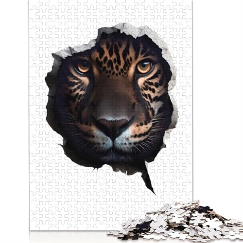 Jaguar Face Puzzles 1000 Teile Schwer Puzzle Spielzeug Lernspiel Impossible Herausforderung Spielzeug Für Erwachsene Und Kinder Ab 14 Jahren 1000pcs (38x26cm) von POLIUAWS