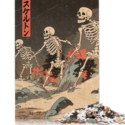 Japanische aufsteigende Skelette, Puzzle für Erwachsene, 1000-teiliges Puzzle für Teenager, Lernspiel, Herausforderung, Spielzeug, 1000 Teile (38 x 26 cm) von POLIUAWS