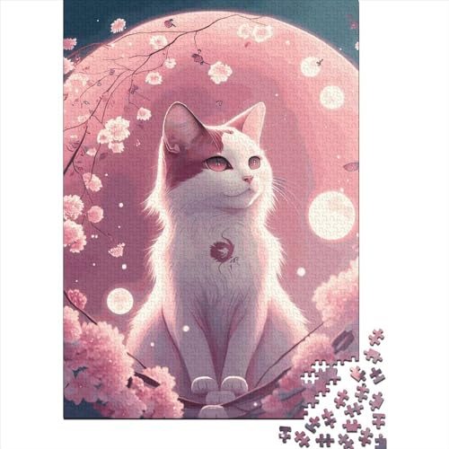 Japanisches Katzenpuzzle, 1000 Teile, Holzpuzzle für Erwachsene, Lernspiel, Herausforderung, Spielzeug, 1000 Teile (38 x 26 cm) von POLIUAWS