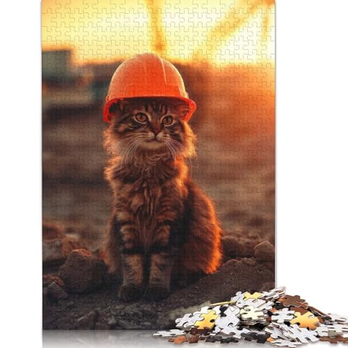 Katze im Schutzhelm, Puzzles für Erwachsene, 1000 Teile, Puzzle für Teenager, Lernspiel, Herausforderung, Spielzeug, 1000 Teile (75 x 50 cm) von POLIUAWS
