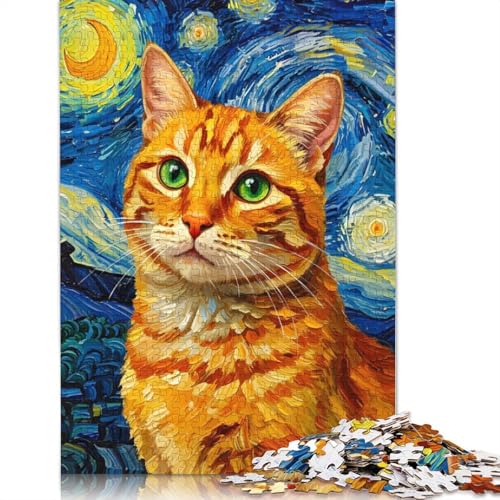 Katze im Sternennacht-Stil, 1000-teiliges Puzzle für Teenager, Geschenke, Papierpuzzle, Puzzle für Erwachsene, Lernspiele für zu Hause, DIY-Spielzeug, 1000 Teile (75 x 50 cm) von POLIUAWS