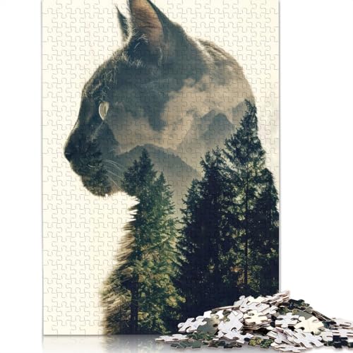 Katzen-Natur-Puzzle mit 1000 Teilen für Erwachsene | Familienspaß-Puzzles für Erwachsene, Geschenke, Denkspiele, 1000 Teile (38 x 26 cm) von POLIUAWS