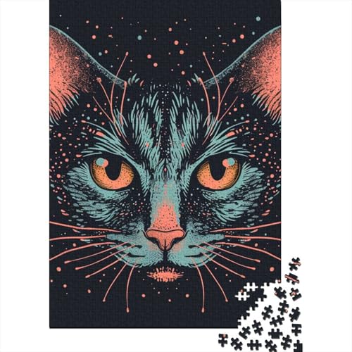Katzenpuzzle, 1000 Teile, Holzpuzzle für Erwachsene, pädagogisches Spiel, Herausforderungsspielzeug, 1000 Teile (38 x 26 cm) von POLIUAWS