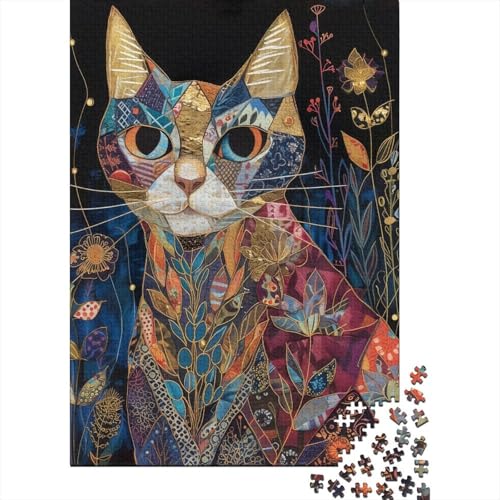 Katzenpuzzle, 1000 Teile, Holzpuzzle für Erwachsene, pädagogisches Spiel, Herausforderungsspielzeug, 1000 Teile (75 x 50 cm) von POLIUAWS
