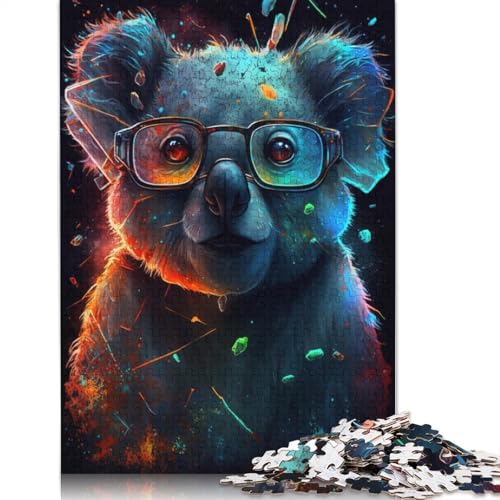 Koala mit Brille, Puzzle für Erwachsene, 1000 Teile, Heimdekoration, ungewöhnliche Puzzles für Erwachsene, für Kinder, 1000 Teile (75 x 50 cm) von POLIUAWS