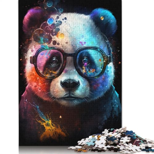 Kosmischer Panda mit Brille, 1000-teiliges Puzzle, ab 18 Jahren, Lernspiele, Puzzles für Erwachsene, für Frauen, für Kinder ab 12 Jahren, 1000 Teile (75 x 50 cm) von POLIUAWS
