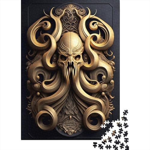 Kraken Art-Deco-Puzzle, 1000 Teile, für Erwachsene, Halloween, einzigartige Heimdekoration und Geschenke, 75 x 50 cm von POLIUAWS