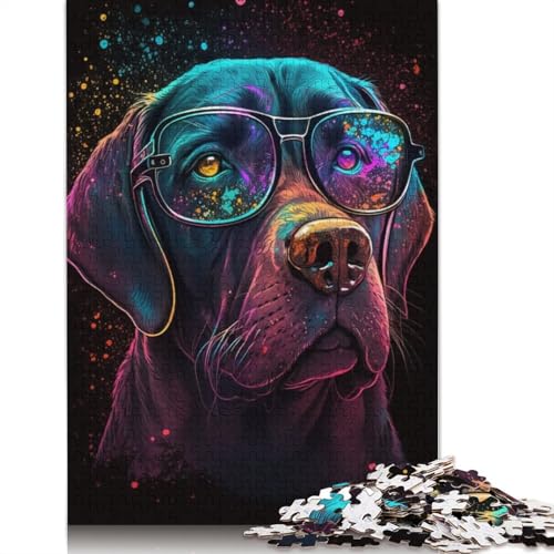Labrador mit Brille, 1000 Puzzles für Erwachsene, Lernspiel, Puzzlespiele für Erwachsene für Kinder, 1000 Teile (75 x 50 cm) von POLIUAWS