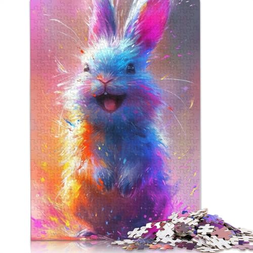 Lächelndes süßes Häschen-Puzzle, Familienspaß, 100% recycelter Karton, Puzzle für Kinder und Erwachsene ab 12 Jahren, 1000 Teile (38 x 26 cm) von POLIUAWS