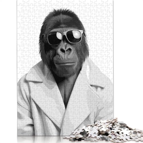Lustiges 1000-teiliges Puzzle mit Gorilla-Tieren für Erwachsene, Spielzeug, Denkspiel, Lernspiel für Erwachsene, Stressabbau, Heimdekoration, 1000 Teile (75 x 50 cm) von POLIUAWS
