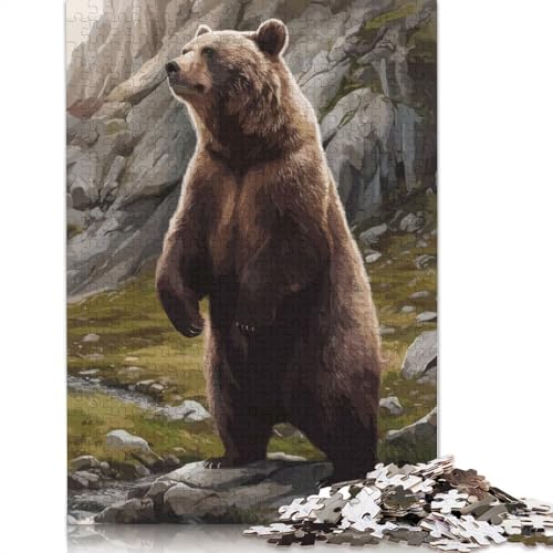 Lustiges Bären-Puzzle 1000 Teile für Erwachsene, Holzpuzzle, Gehirntraining, Herausforderungsspiel, Unterhaltungsgeschenke, Familienaktivität, 1000 Teile (38 x 26 cm) von POLIUAWS