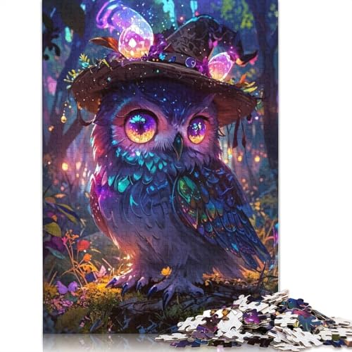 Magische Eule mit Hut, Halloween-Puzzle für Erwachsene, 1000-teiliges Puzzle für Teenager ab 12 Jahren, 1000 Teile (75 x 50 cm) von POLIUAWS
