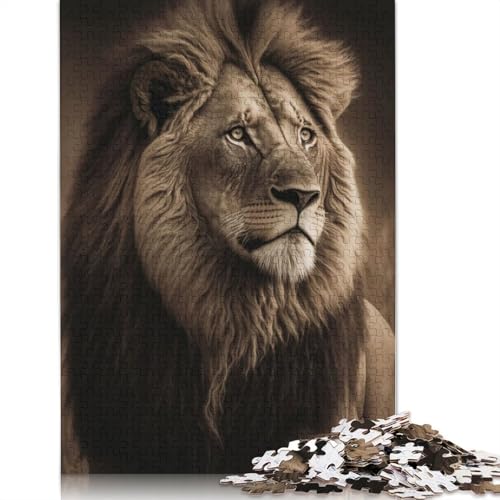 Majestätischer Löwe in der Prärie, 1000-teiliges Puzzle für Erwachsene, Familienspiel, Teenager, Puzzle 1000 Teile (75 x 50 cm) von POLIUAWS