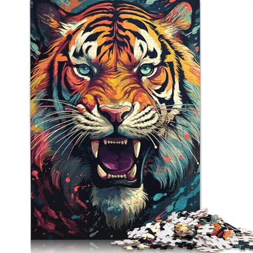 Majestätisches Tiger-Puzzle, Dekompressionsspielzeug, rechteckiges Papierpuzzle für Kinder und Erwachsene ab 12 Jahren, 1000 Teile (75 x 50 cm) von POLIUAWS