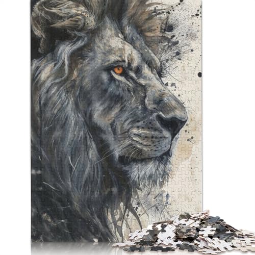 Majestic Lion Gaze Puzzle 1000 Teile Schwer Puzzle Spielzeug Lernspiel Impossible Herausforderungsspielzeug Für Erwachsene Und Kinder in Bewährter 1000pcs (38x26cm) von POLIUAWS