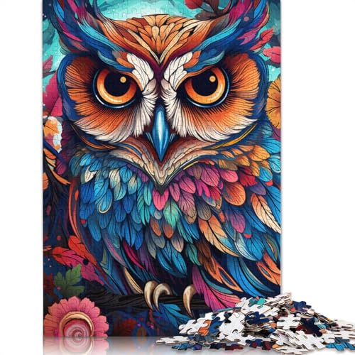 Malen, Farbe, Eulen-Puzzle, schwieriges, rechteckiges Puzzle aus hartem Papier für Erwachsene und Kinder, einzigartiges Geschenk, 1000 Teile (38 x 26 cm) von POLIUAWS