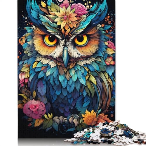 Malen, Farbe, Tier, Eule, Puzzle, Dekompressionsspielzeug, 100% recycelter Karton, Puzzle für Erwachsene, 1000 Teile (38 x 26 cm) von POLIUAWS