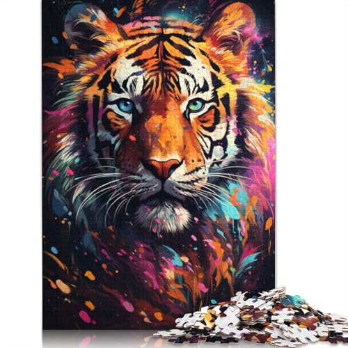 Malen, Farbe, Tiger-Puzzle, Stressabbau, 100% recycelter Karton, Puzzle für Erwachsene und Kinder, einzigartiges Geschenk, 1000 Teile (75 x 50 cm) von POLIUAWS