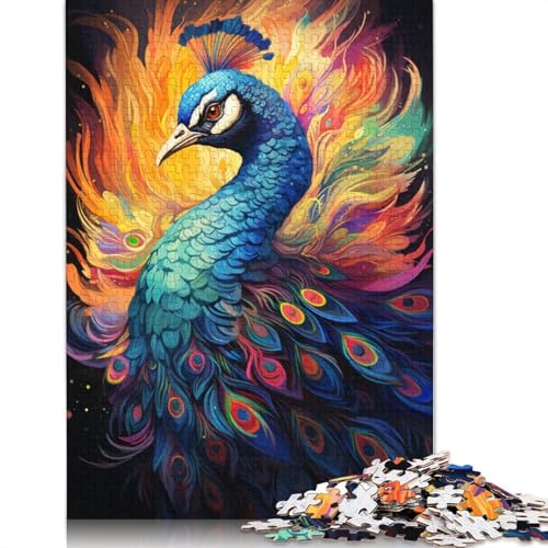 Malen, buntes Pfauen-Kunst-Puzzle, schwierige Herausforderung, 100% recycelter Karton, Puzzle für Frauen und Männer, Geschenke, 1000 Teile (75 x 50 cm) von POLIUAWS