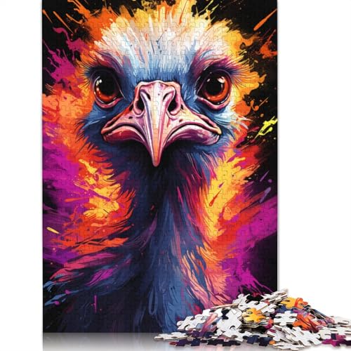 Malen, buntes Straußen-Puzzle, Lernspiele, Familienaktivitäten, Premium-Karton-Puzzle für Frauen und Männer, 1000 Teile (75 x 50 cm) von POLIUAWS