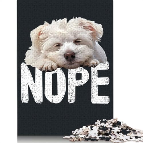 Maltese Dog Nope Puzzles 1000 Teile Schwer Puzzle Spielzeug Pädagogisches Spiel Impossible Herausforderung Spielzeug Für Erwachsene Kinder 1000pcs (38x26cm) von POLIUAWS