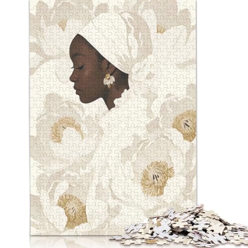 Melanin Beauty in Lilies Puzzles 1000 Teile Schwer Puzzle Spielzeug Pädagogisches Spiel Impossible Herausforderung Spielzeug Für Erwachsene Kinder 1000pcs (38x26cm) von POLIUAWS