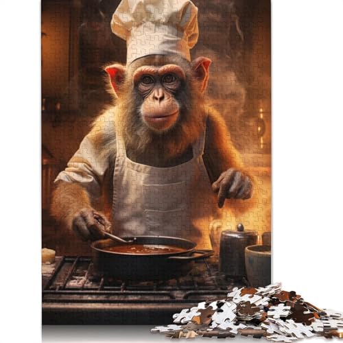 Monkey Cooking Kitchen Puzzle 1000-teilige Schwer Puzzle Spielzeug Lernspiel Impossible Herausforderung Spielzeug Für Erwachsene Kinder 1000pcs (75x50cm) von POLIUAWS