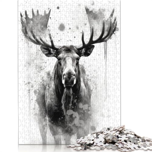 Moose Beauty Watercolor 1000-teiliges Puzzle für Erwachsene und ab 18 Jahren – Familienaktivitäts-Puzzle, Lernspiele, schwierig und herausfordernd, 1000 Teile (75 x 50 cm) von POLIUAWS