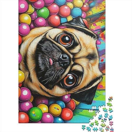Mops-Puzzle, Denksportaufgabe, 100% recycelter Karton, Puzzle für Damen und Herren, 1000 Teile (75 x 50 cm) von POLIUAWS