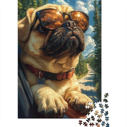 Mops-Puzzle, einzigartige Heimdekoration, 100% recycelter Karton, Puzzle für Erwachsene, 1000 Teile (75 x 50 cm) von POLIUAWS