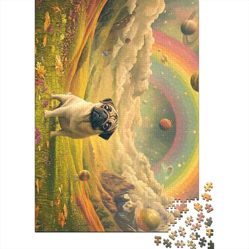 Mops-Puzzle, einzigartige Heimdekoration, 100% recycelter Karton, Puzzle für Jungen oder Mädchen, 1000 Teile (75 x 50 cm) von POLIUAWS