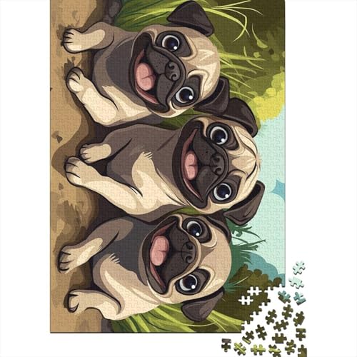 Mops-Puzzle, freundliche Materialien, 100% recycelter Karton, Puzzle für Erwachsene und Kinder, 1000 Teile (75 x 50 cm) von POLIUAWS