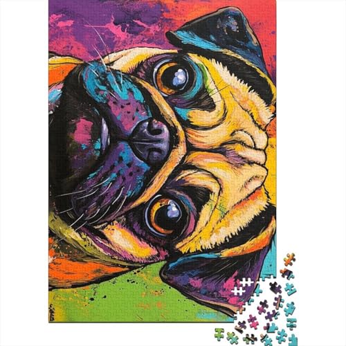 Mops-Puzzle, rechteckig, Pappe, 100% recycelter Karton, Puzzle für Erwachsene, 1000 Teile (75 x 50 cm) von POLIUAWS